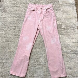 Soft Pink Straight Leg Jeans